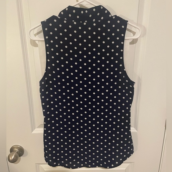 Navy Blue Front-Tie Sleeveless Blouse - Picture 3 of 7